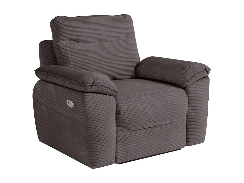 Canapés de relaxation ROSS électriques 3 et 2 places et fauteuil en velours côtelé - Gris