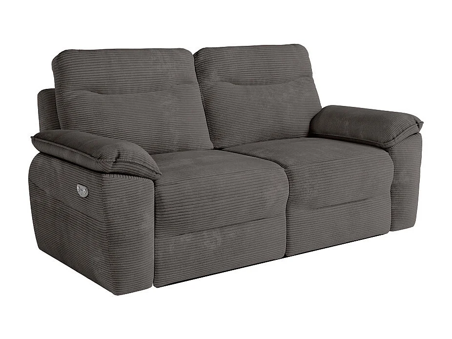 Canapés de relaxation ROSS électriques 3 et 2 places et fauteuil en velours côtelé - Gris