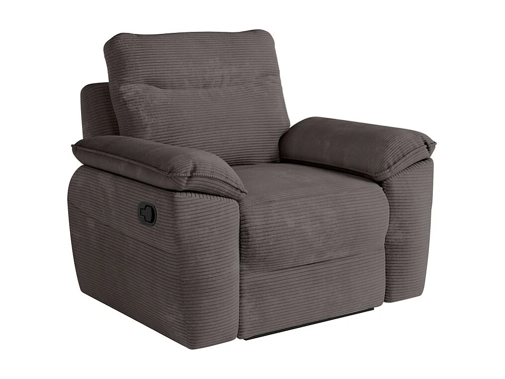 Canapés de relaxation ROSS manuels 3 et 2 places et fauteuil en velours côtelé - Gris