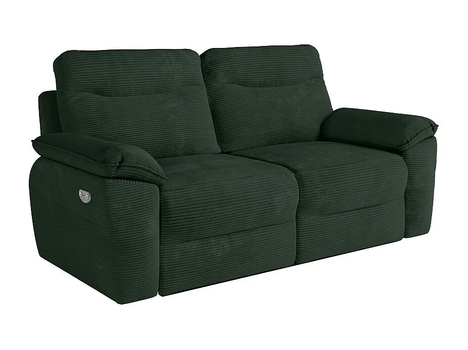 Canapés de relaxation ROSS électriques 3 et 2 places et fauteuil en velours côtelé - Vert foncé