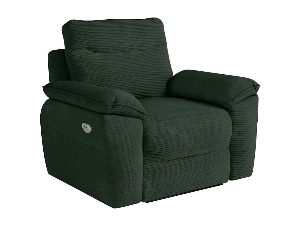Canapés de relaxation ROSS électriques 3 et 2 places et fauteuil en velours côtelé - Vert foncé