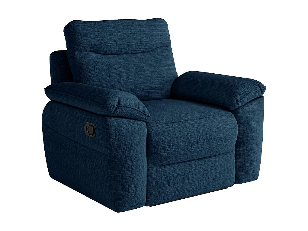 Canapés de relaxation ROSS manuels 3 et 2 places et fauteuil en tissu texturé 3D - Bleu foncé