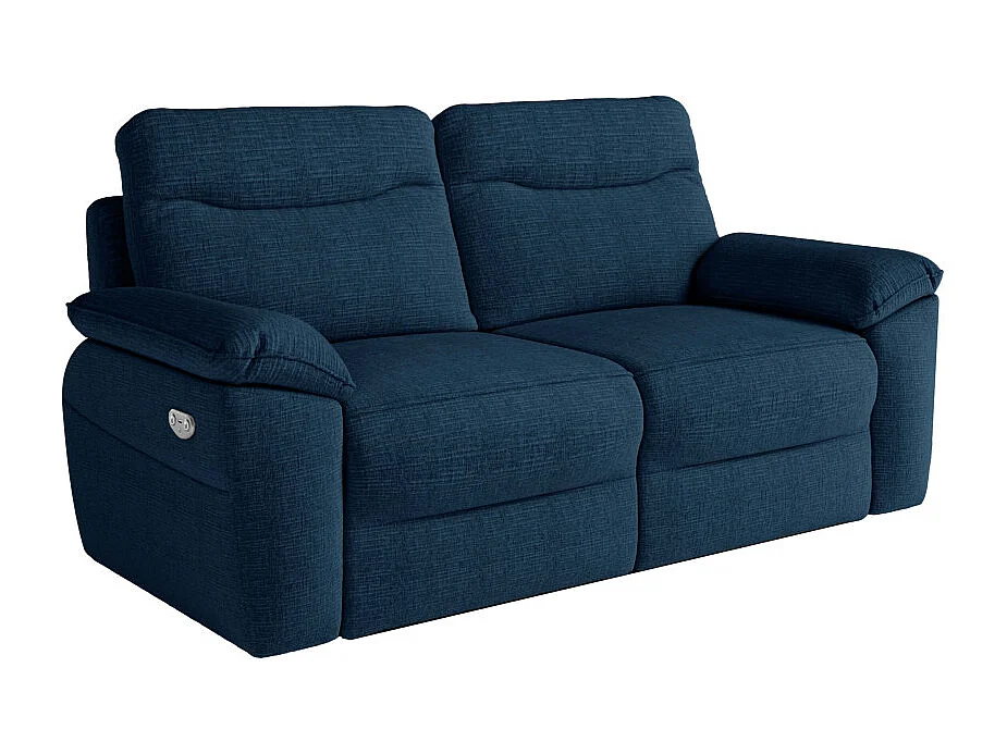 Canapés de relaxation ROSS électriques 3 et 2 places et fauteuil en tissu texturé 3D - Bleu foncé