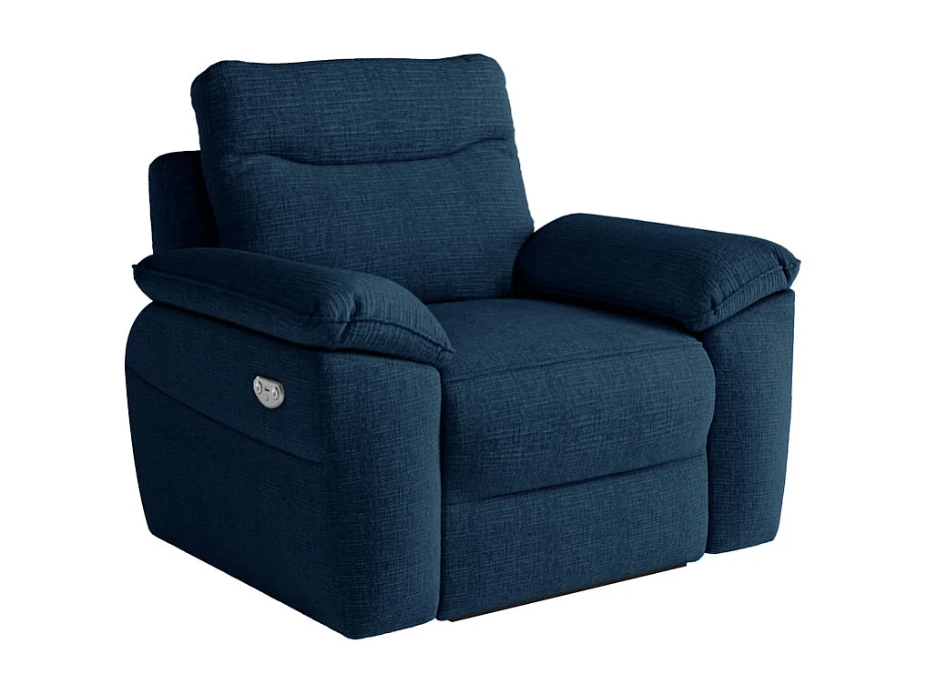 Canapés de relaxation ROSS électriques 3 et 2 places et fauteuil en tissu texturé 3D - Bleu foncé