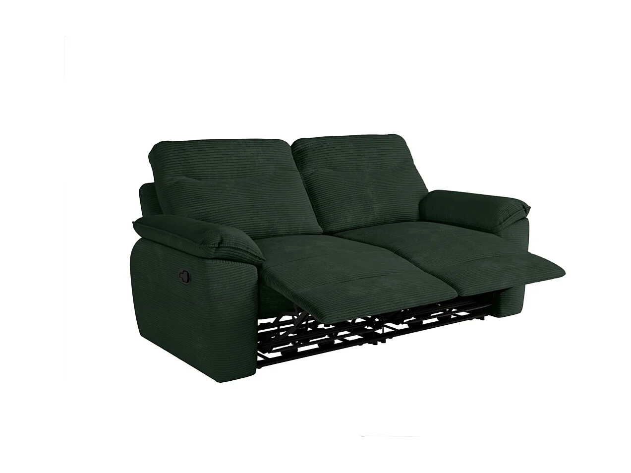 Canapés de relaxation ROSS manuels 3 et 2 places et fauteuil en velours côtelé - Vert foncé