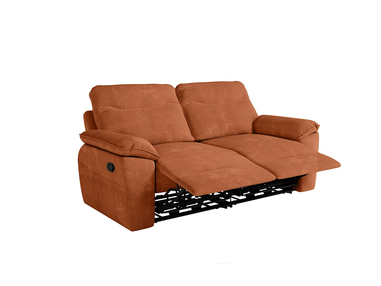 Canapés de relaxation ROSS manuels 3 et 2 places et fauteuil en velours côtelé - Terracotta