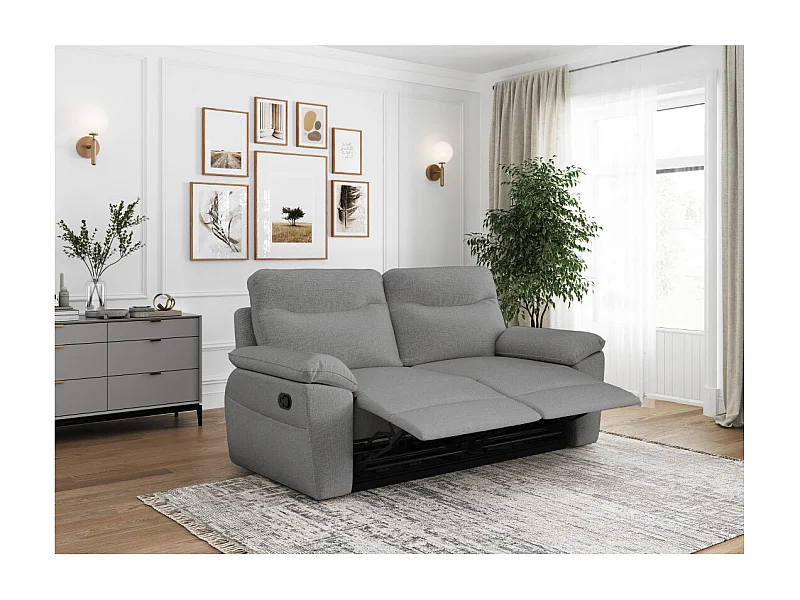 Canapés de relaxation ROSS manuels 3 et 2 places et fauteuil en tissu antitache - Gris