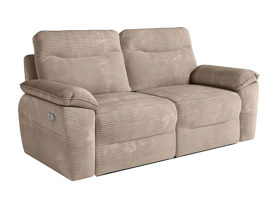 Canapés de relaxation ROSS électriques 3 et 2 places et fauteuil en velours côtelé - Taupe