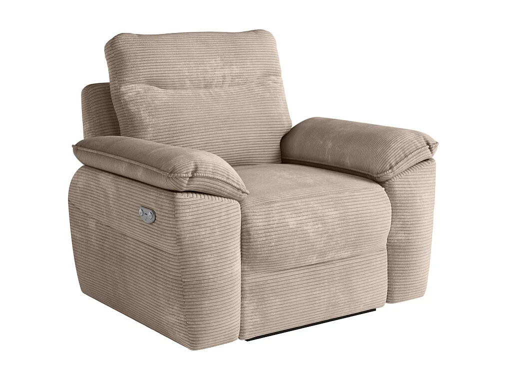 Canapés de relaxation ROSS électriques 3 et 2 places et fauteuil en velours côtelé - Taupe