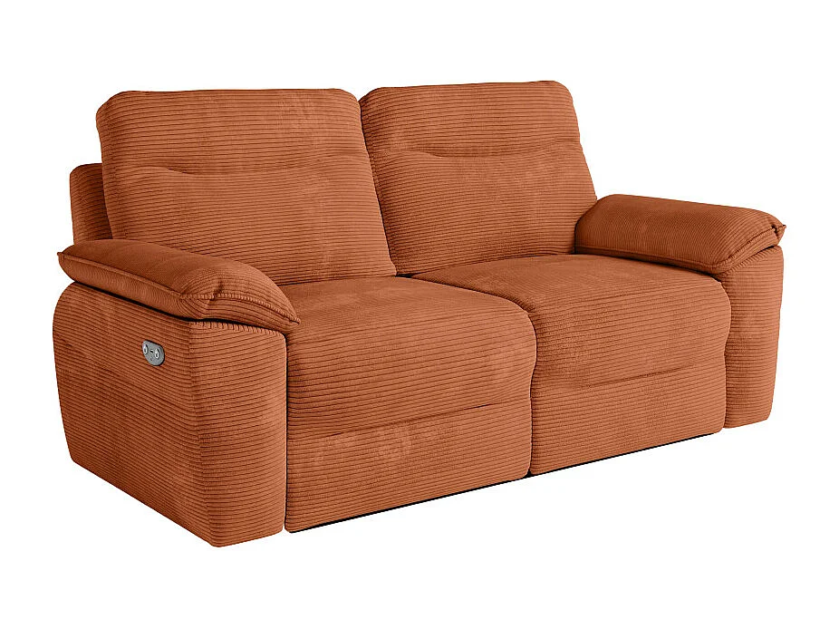 Canapés de relaxation ROSS électriques 3 et 2 places et fauteuil en velours côtelé - Terracotta