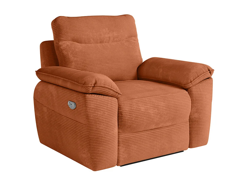 Canapés de relaxation ROSS électriques 3 et 2 places et fauteuil en velours côtelé - Terracotta