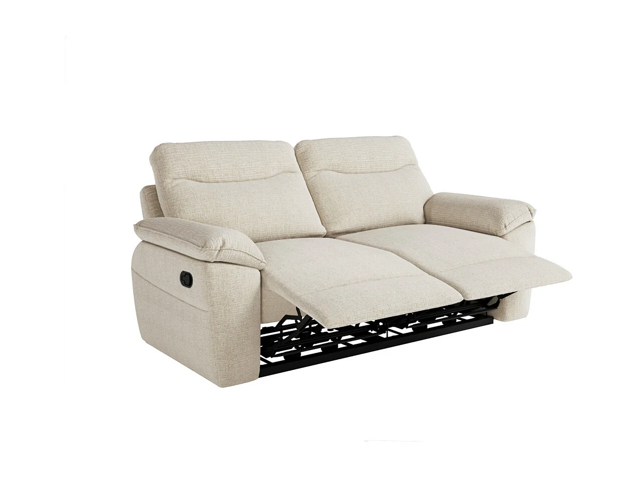 Canapés de relaxation ROSS manuels 3 et 2 places et fauteuil en tissu texturé 3D - Beige