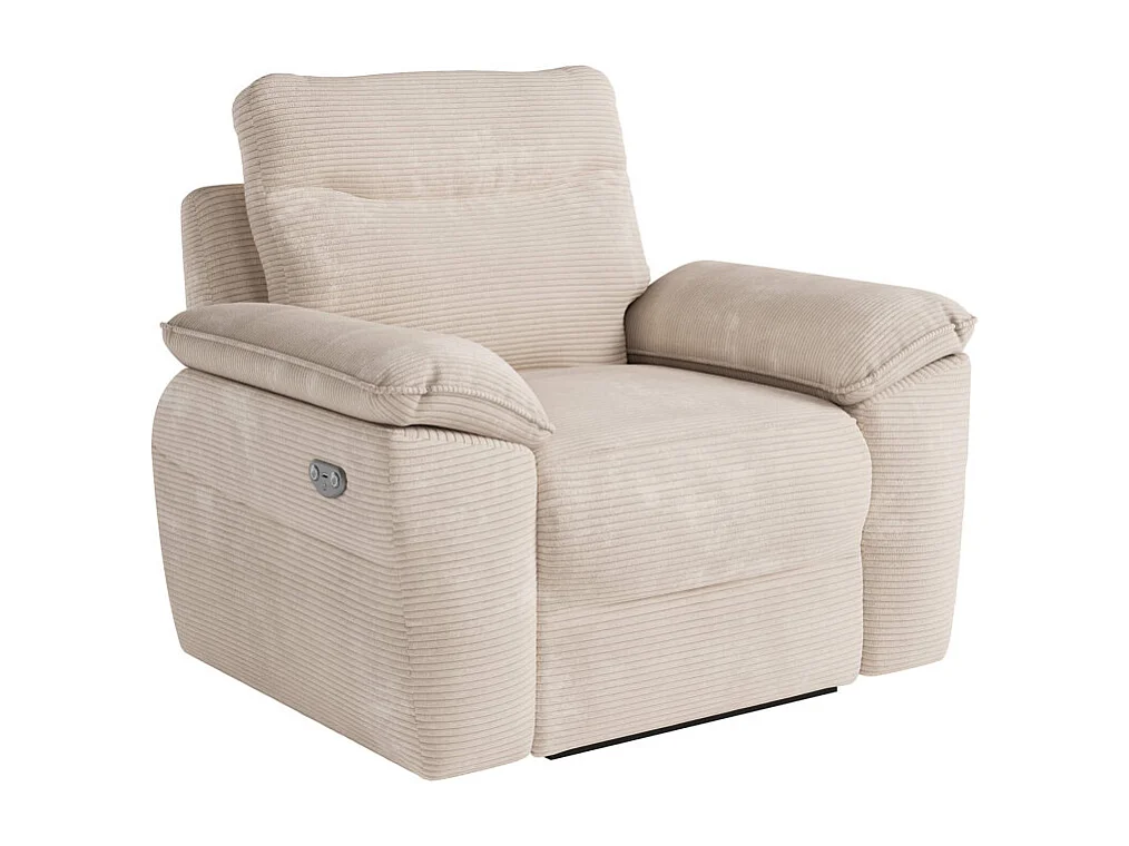 Canapés de relaxation ROSS électriques 3 et 2 places et fauteuil en velours côtelé - Beige