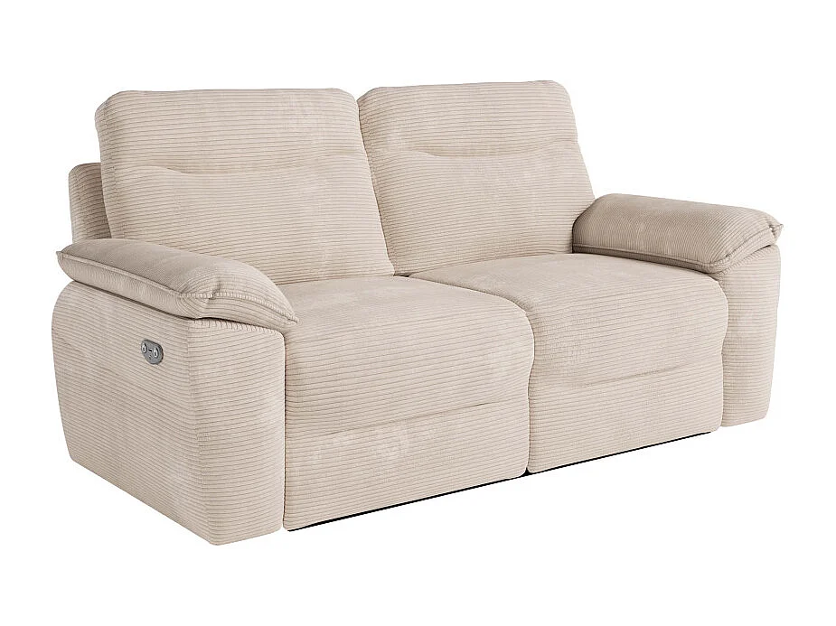 Canapés de relaxation ROSS électriques 3 et 2 places et fauteuil en velours côtelé - Beige