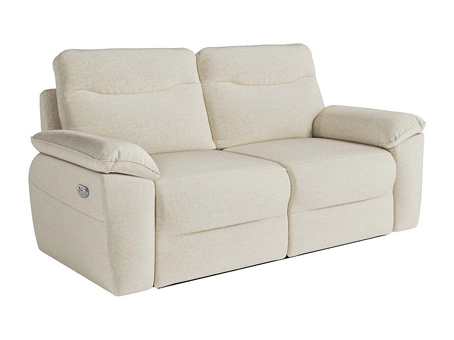 Canapés de relaxation ROSS électriques 3 et 2 places et fauteuil en tissu antitache - Beige