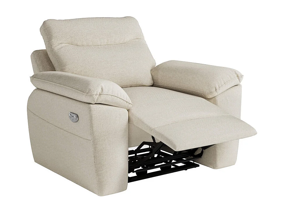 Canapés de relaxation ROSS électriques 3 et 2 places et fauteuil en tissu antitache - Beige