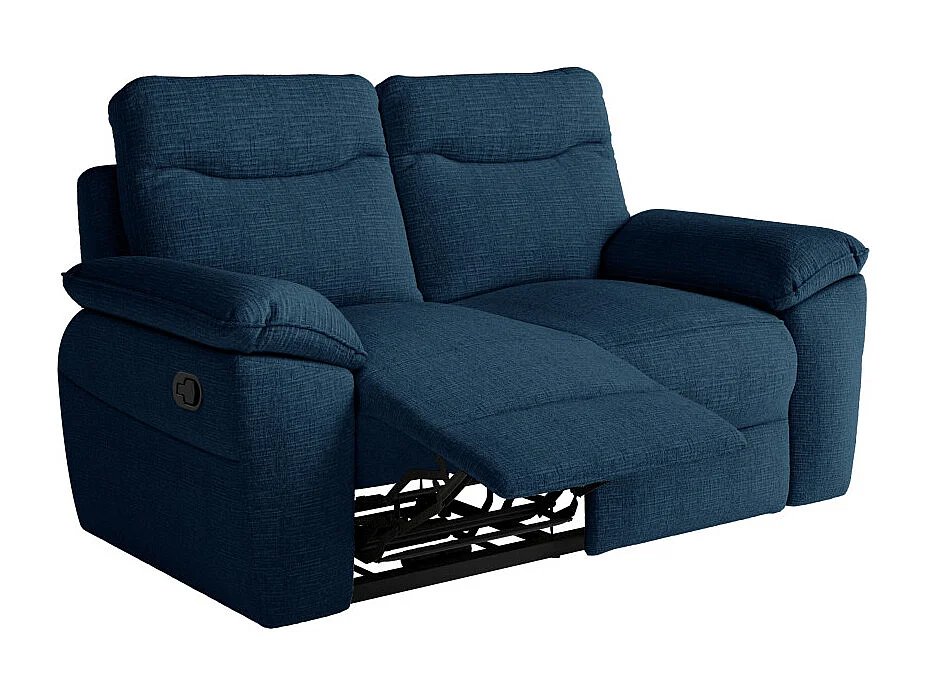 PACK - Canapé de relaxation ROSS manuel 2 et 3 places en tissu texturé 3D - Bleu foncé