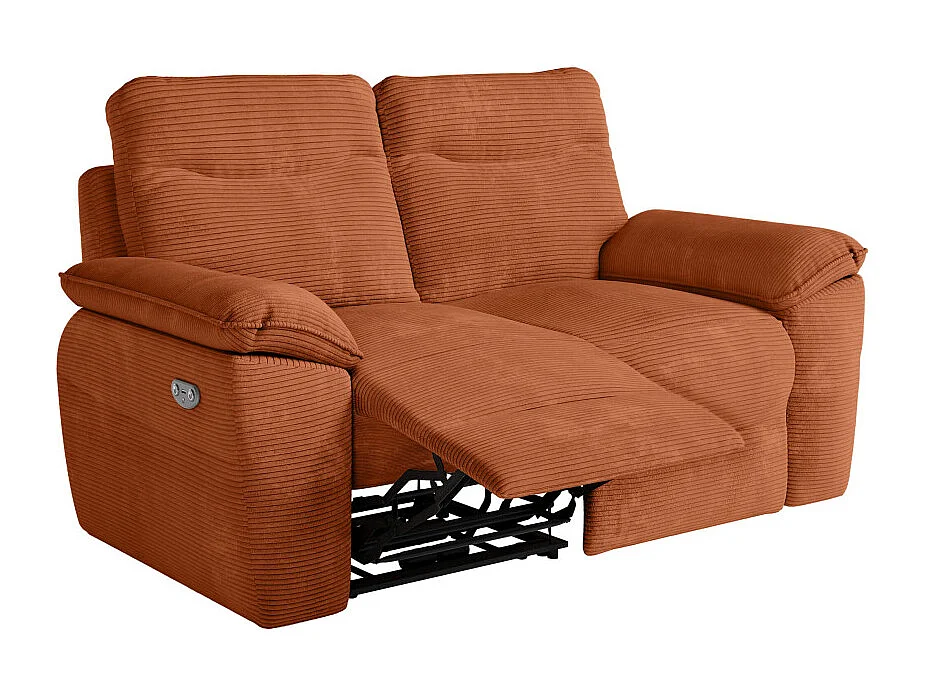 PACK - Canapé de relaxation ROSS électrique 2 et 3 places en velours côtelé - Terracotta
