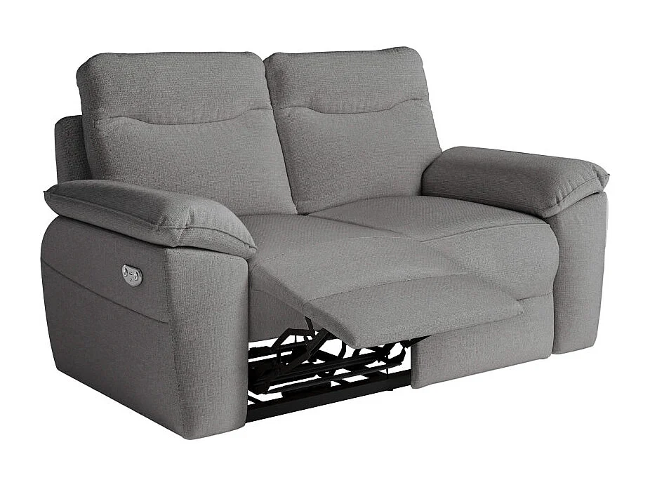 PACK - Canapé de relaxation ROSS électrique 2 et 3 places en tissu antitache - Gris