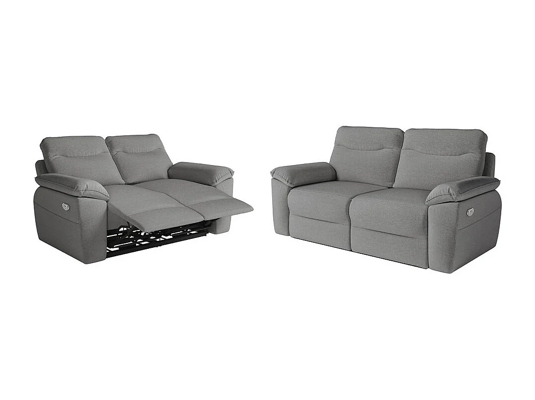 PACK - Canapé de relaxation ROSS électrique 2 et 3 places en tissu antitache - Gris