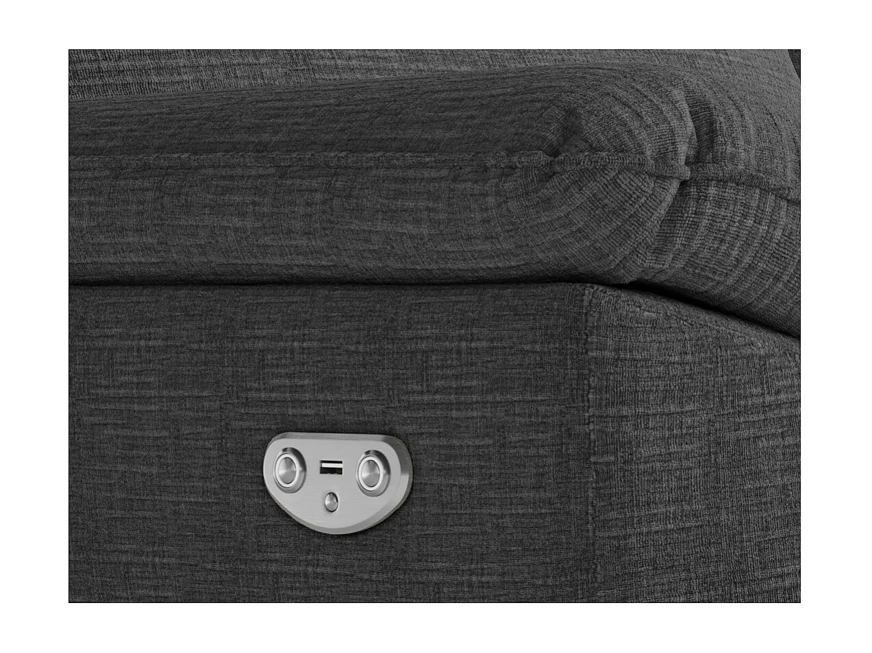 PACK - Canapé de relaxation ROSS électrique 2 et 3 places en tissu texturé 3D - Gris anthracite