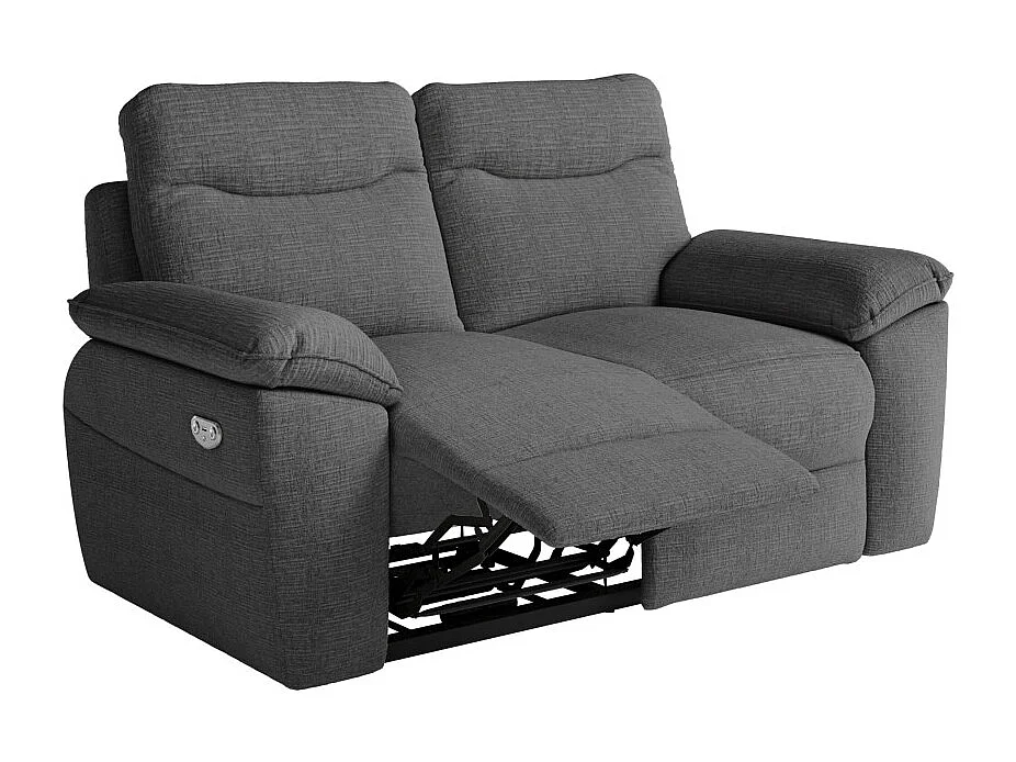 PACK - Canapé de relaxation ROSS électrique 2 et 3 places en tissu texturé 3D - Gris anthracite