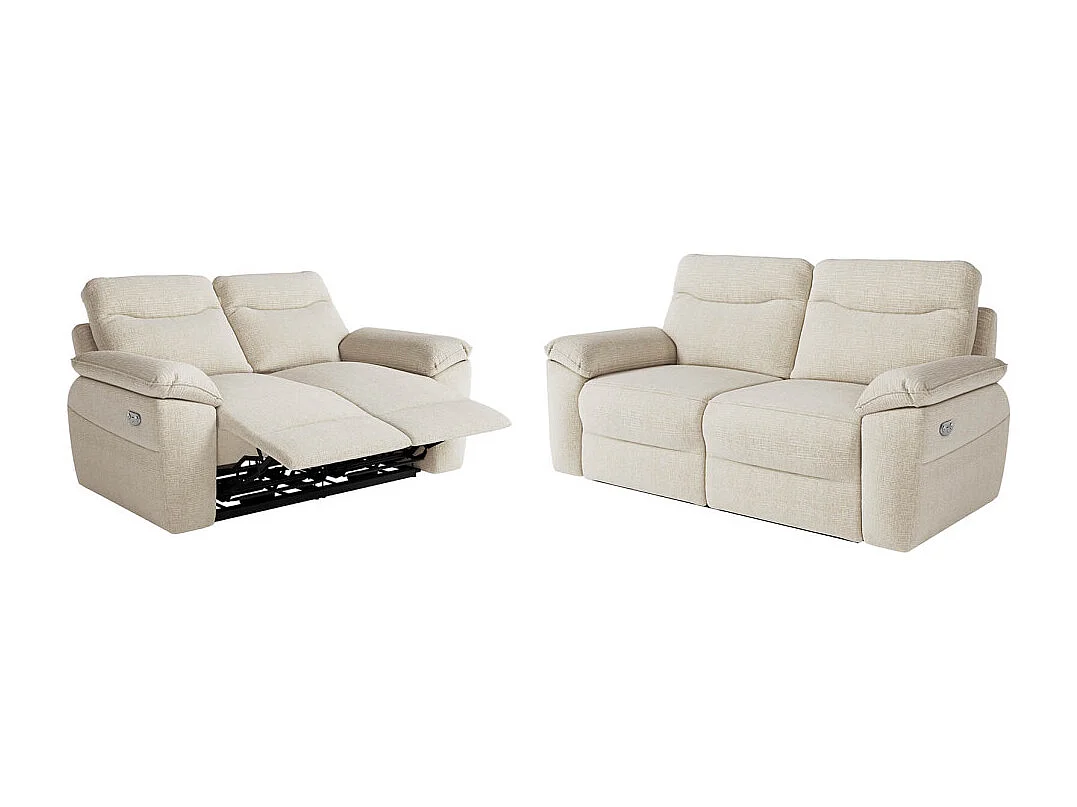 PACK - Canapé de relaxation ROSS électrique 2 et 3 places en tissu texturé 3D - Beige