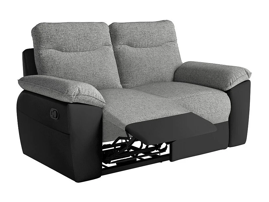 PACK - Canapé de relaxation ROSS manuel 2 et 3 places en tissu et simili - Noir/Gris