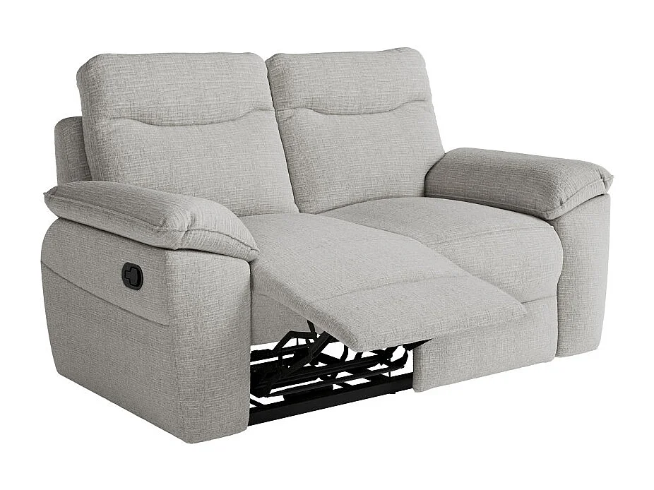 PACK - Canapé de relaxation ROSS manuel 2 et 3 places en tissu texturé 3D - Gris clair