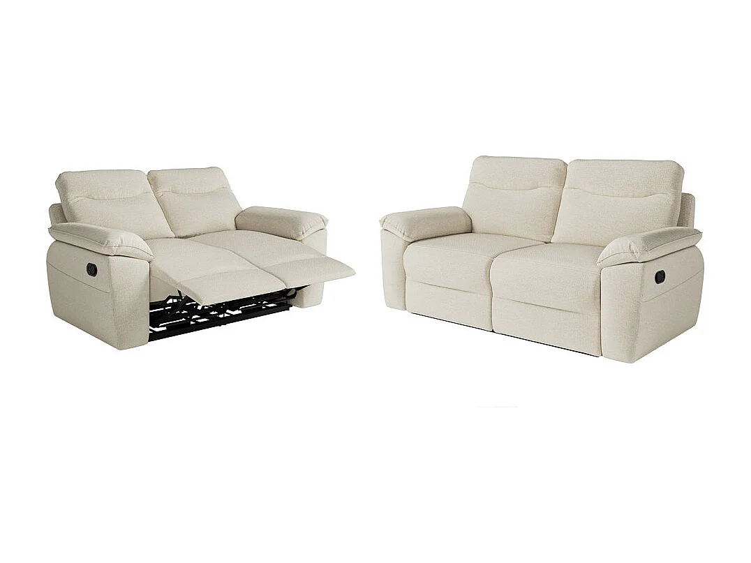 PACK - Canapé de relaxation ROSS manuel 2 et 3 places en tissu antitache - Beige