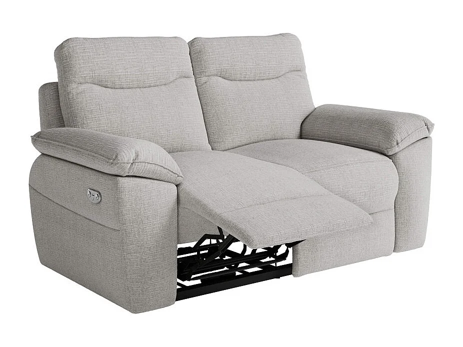 PACK - Canapé de relaxation ROSS électrique 2 et 3 places en tissu texturé 3D - Gris clair