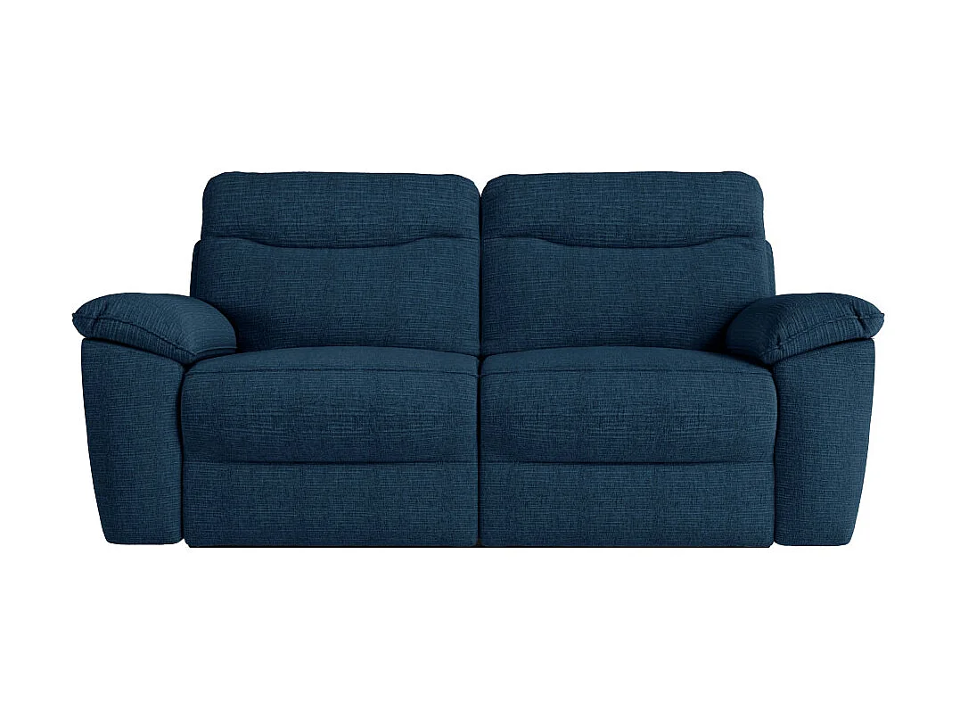 PACK - Canapé de relaxation ROSS électrique 2 et 3 places en tissu texturé 3D - Bleu foncé