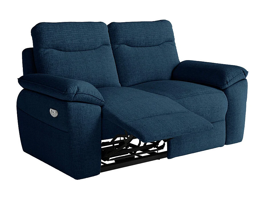 PACK - Canapé de relaxation ROSS électrique 2 et 3 places en tissu texturé 3D - Bleu foncé