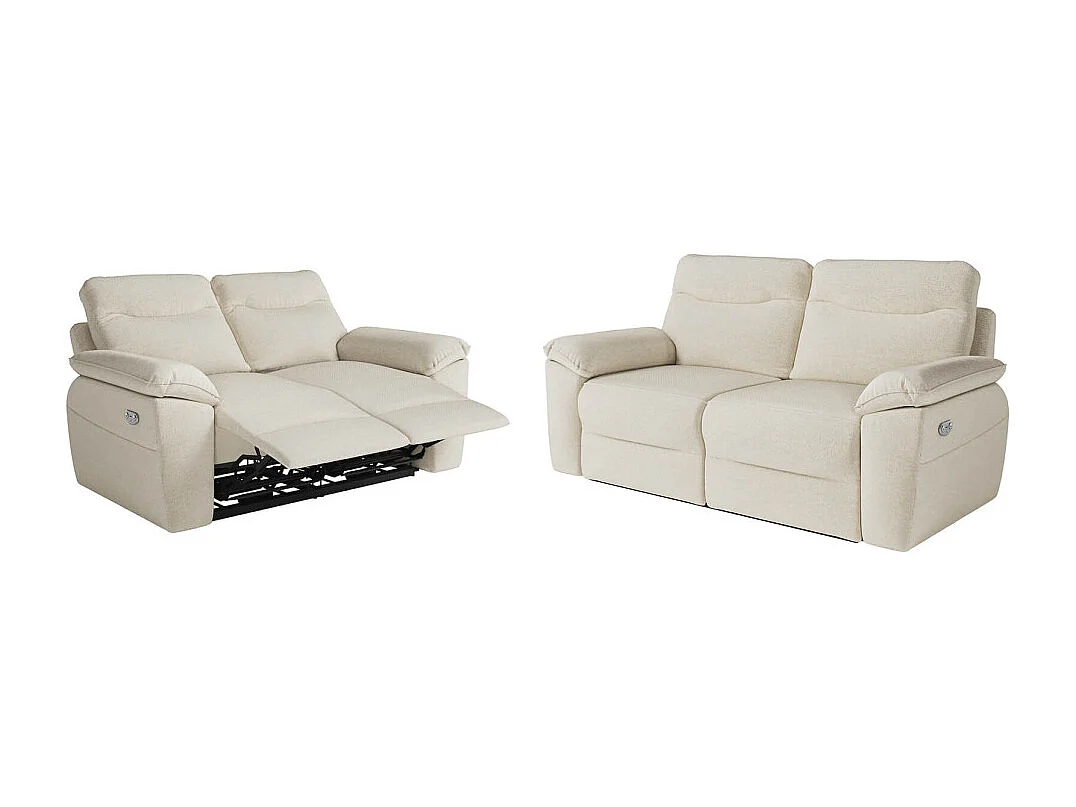 PACK - Canapé de relaxation ROSS électrique 2 et 3 places en tissu antitache - Beige