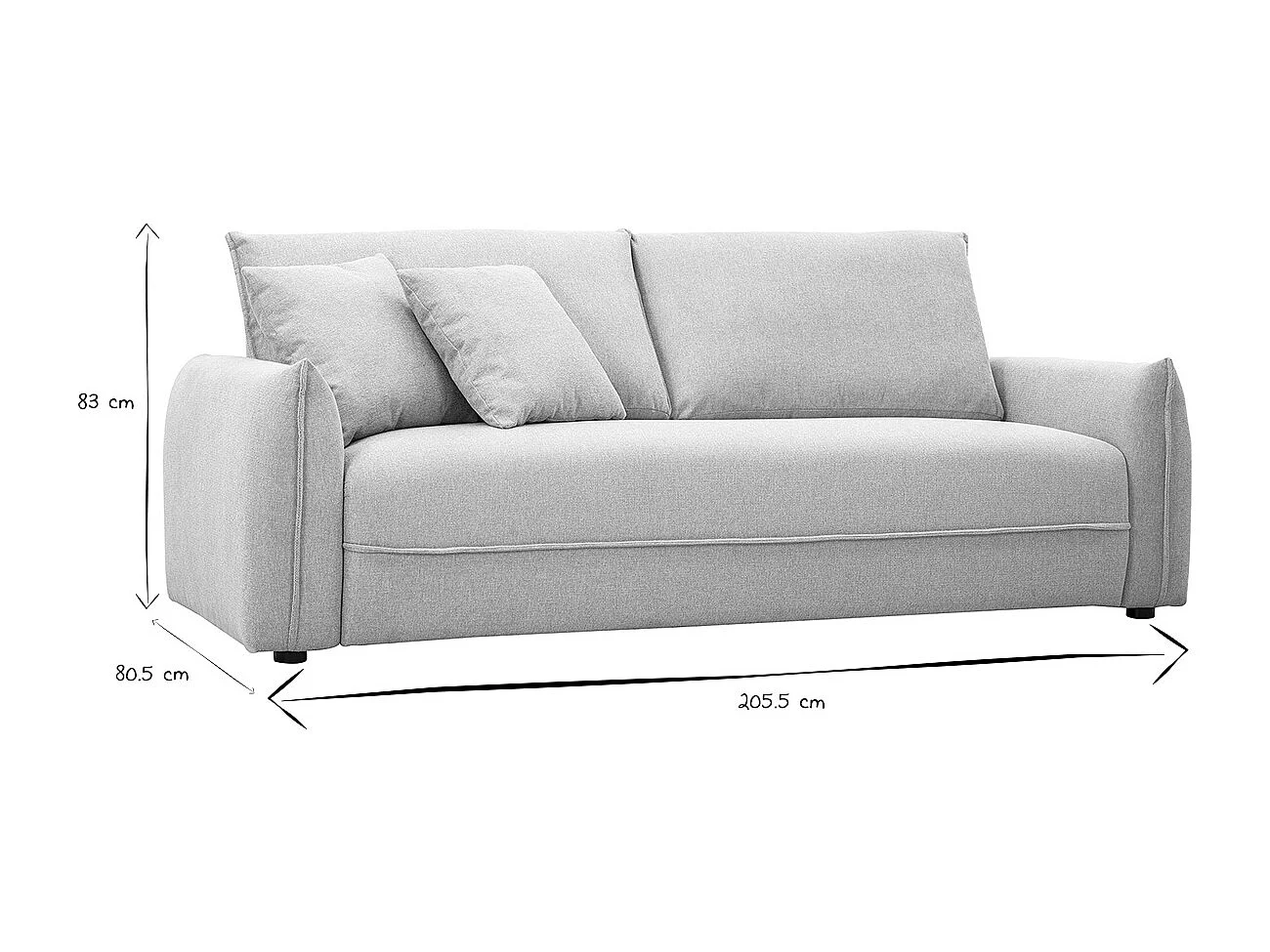 Canapé 3 places en tissu effet velours texturé beige PIO