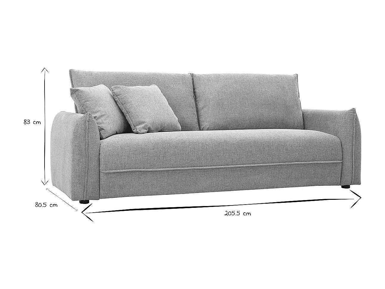 Canapé 3 places en tissu effet velours texturé gris PIO