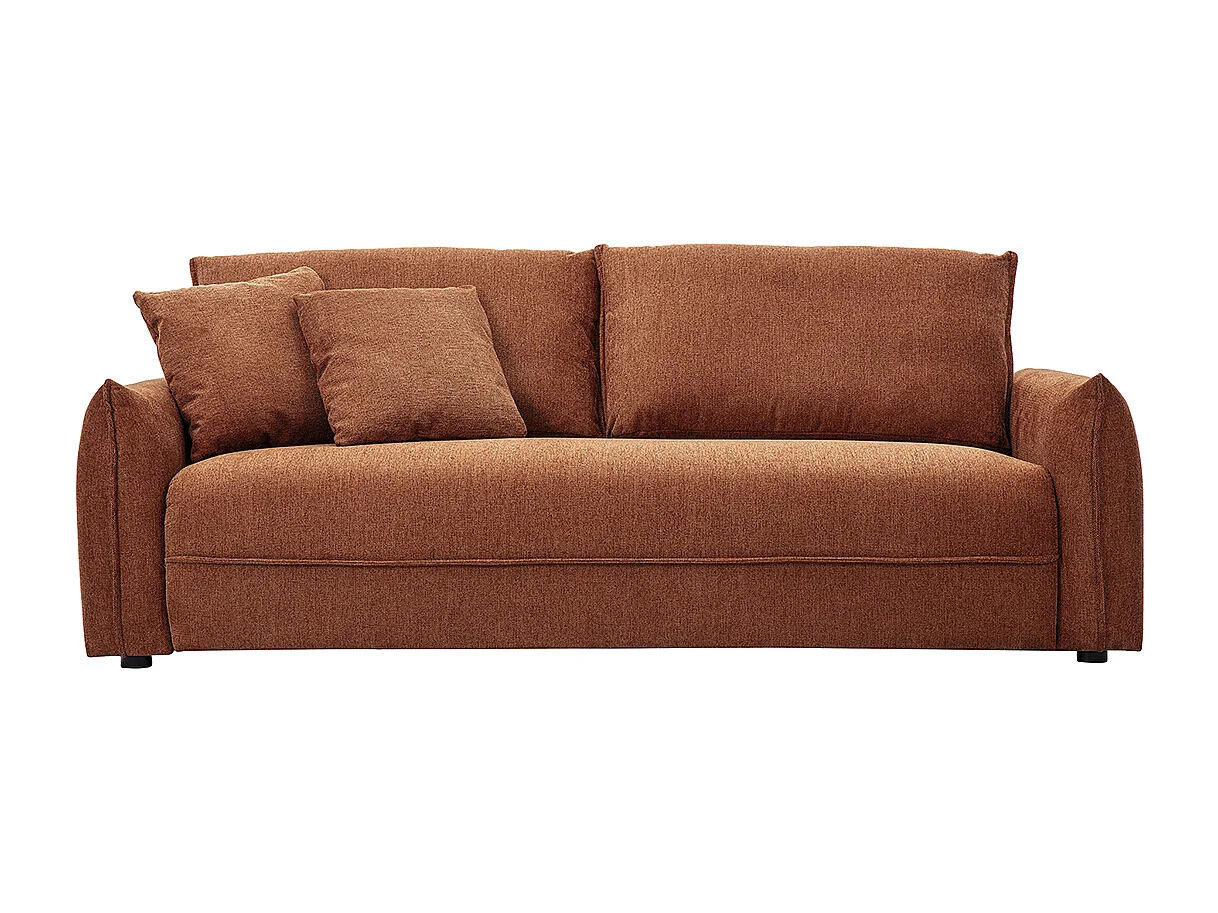 Canapé 3 places en tissu effet velours texturé terre brûlée PIO