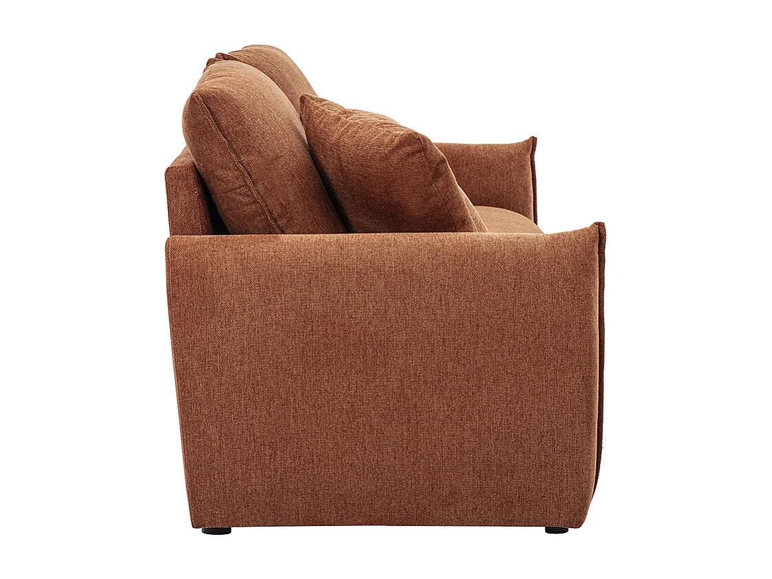 Canapé 3 places en tissu effet velours texturé terre brûlée PIO