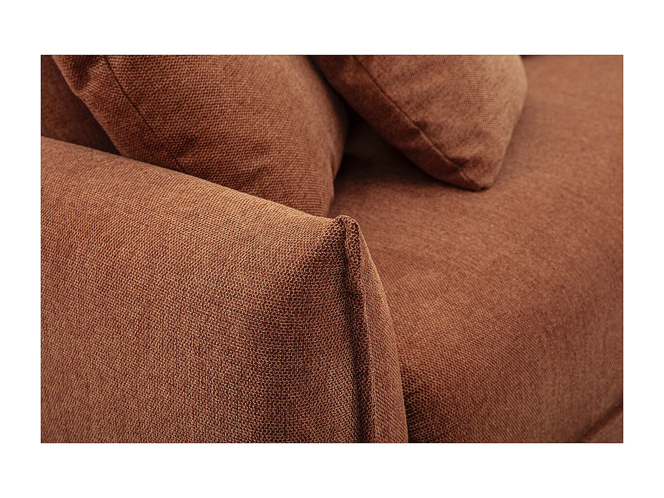 Canapé 3 places en tissu effet velours texturé terre brûlée PIO