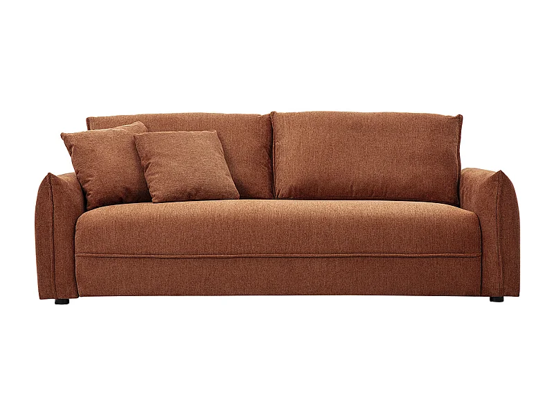 Canapé 3 places en tissu effet velours texturé terre brûlée PIO