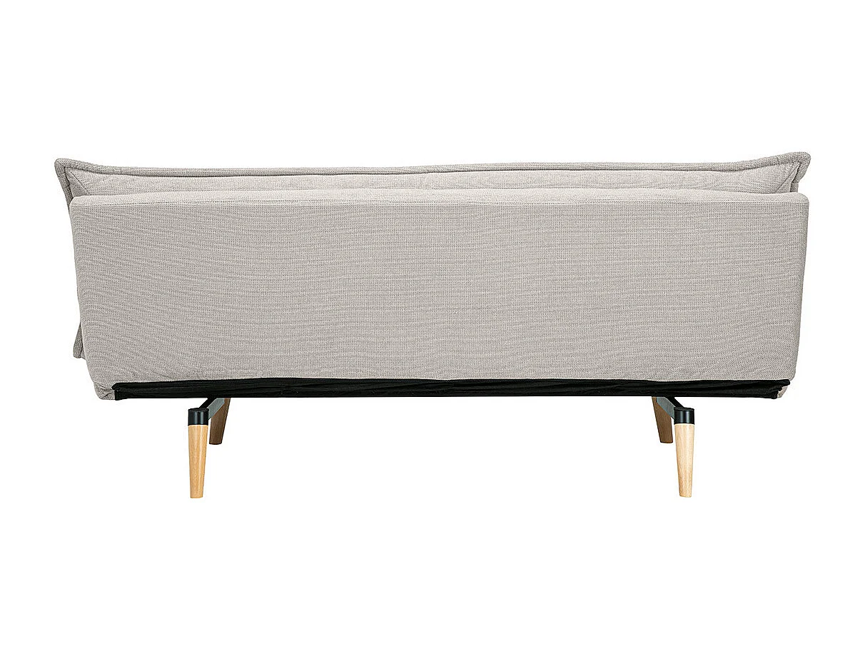 Canapé convertible 3 places en tissu chenille beige et bois clair BINGO