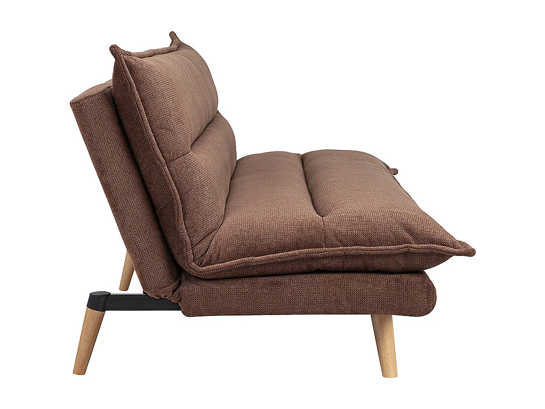 Canapé convertible 3 places en tissu chenille terre brûlée et bois clair BINGO