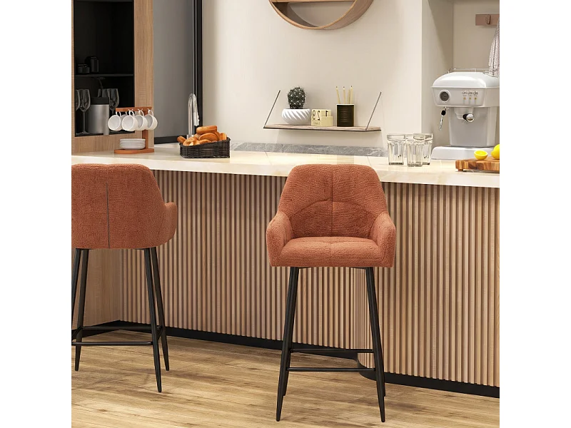 LEA-Silla de bar de tela Ikon Terracotta (x2)