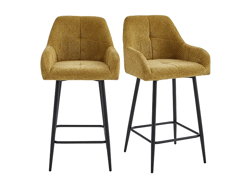 LEA-Fauteuil de bar en tissu Ikon Ocre (x2)