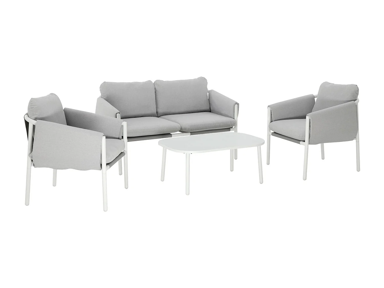 Set da giardino in acciaio, 4 posti, grigio