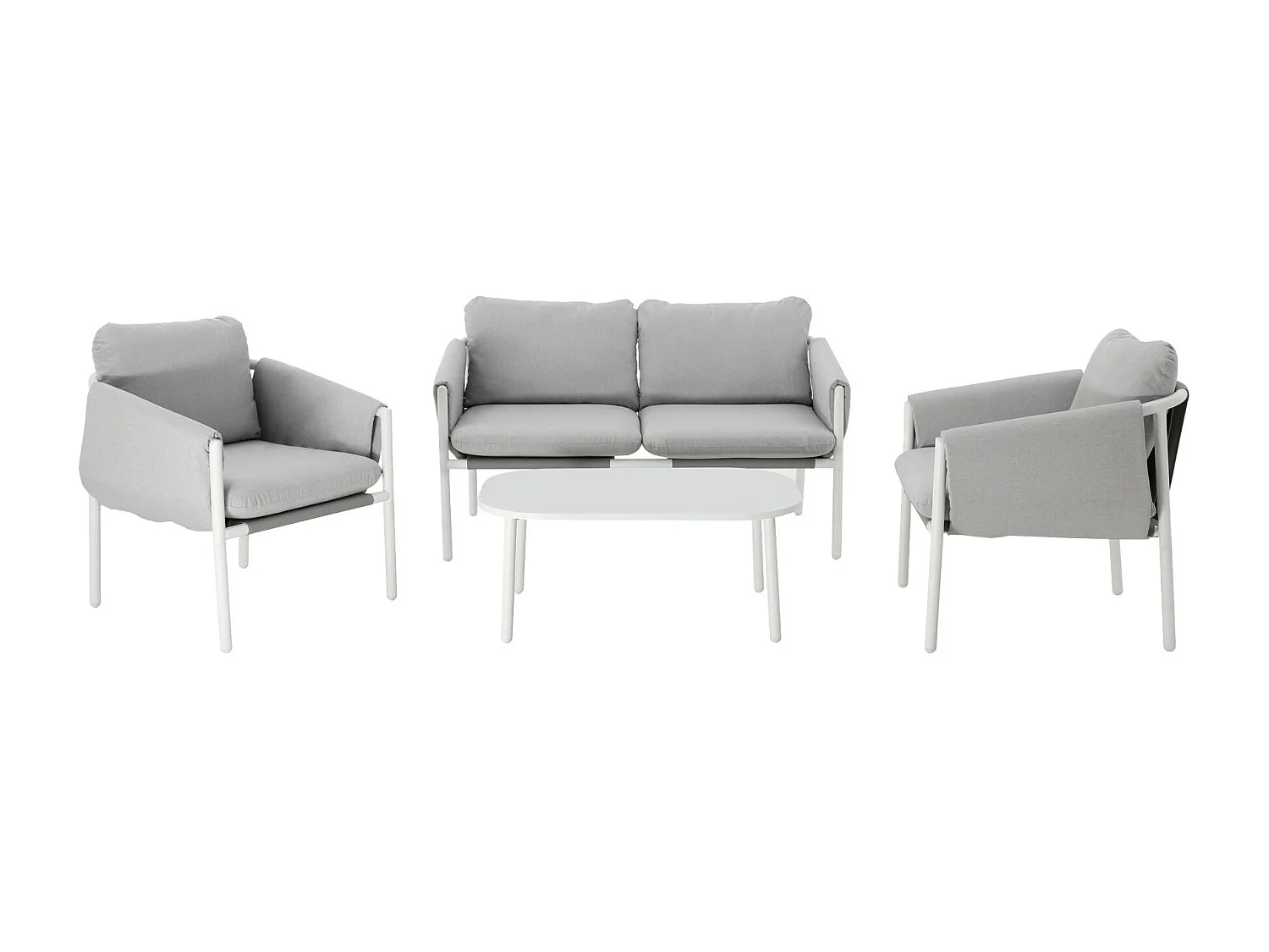 Set da giardino in acciaio, 4 posti, grigio