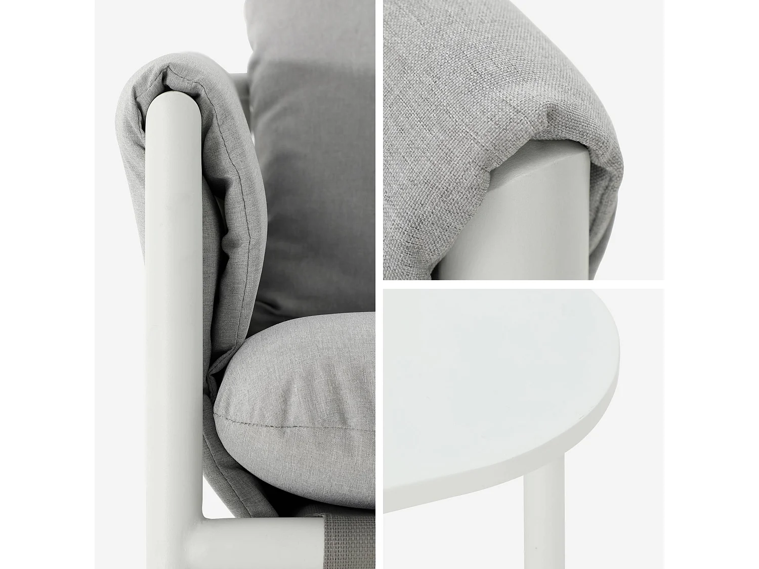 Set da giardino in acciaio, 4 posti, grigio