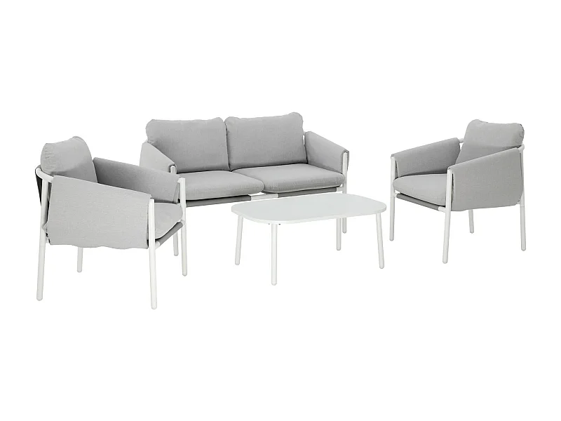 Set da giardino in acciaio, 4 posti, grigio