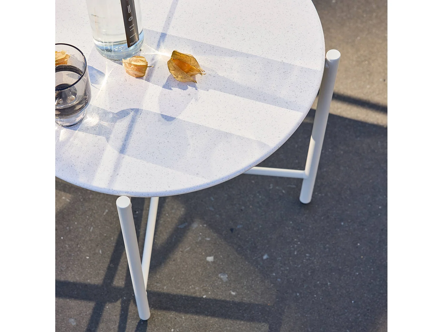 Salotto da giardino con tavolo rotondo in acciaio, 2 posti, beige