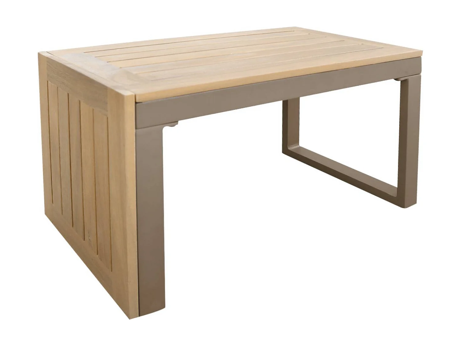 Salon de jardin marron. modulable en aluminium et bois d'acacia. 4 places. Sao Paulo. 140 x 68 x 65cm